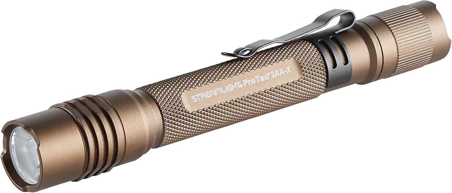 Streamlight 88072 ProTac 2AA-X 270-Lumen Multi-Fuel Personal Carry Tactical Flashlight with Alkaline Batteries, Coyote