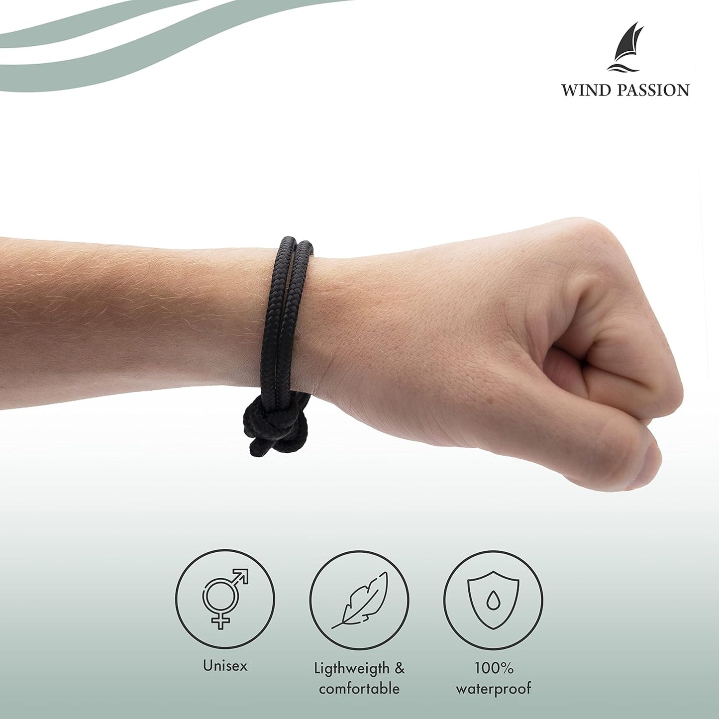 Wind Passion - Rope Bracelet for Men & Women - Adjustable Sailors Knot Paracord Bracelet - Waterproof & Sturdy
