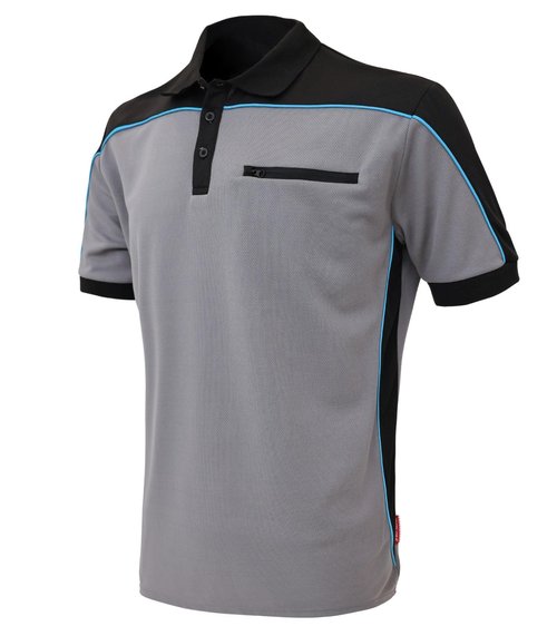 WORK IDEA Men's Polo Shirt Short Sleeve Breathable Work Shirts Golf Polo Tennis T-Shirt Tops,Grey,L