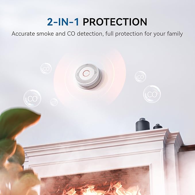 SITERWELL Hardwired Interconnected Smoke and Carbon Monoxide Detector, 10 Year Product Life Alarm Smoke Carbon Monoxide Detector with 2 AA Batteries Back Up, Smoke and CO Detector Voice Alert,3 Pack