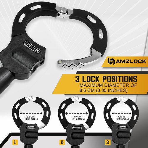 AMZLOCK Scooter Lock with Storage Bag, Electric Scooter Locks Anti Theft, Chain Lock 8 mm Thick, Bike Locks Heavy Duty, Electric Scooter Accessories for Scooter, Bike and Motorcycle