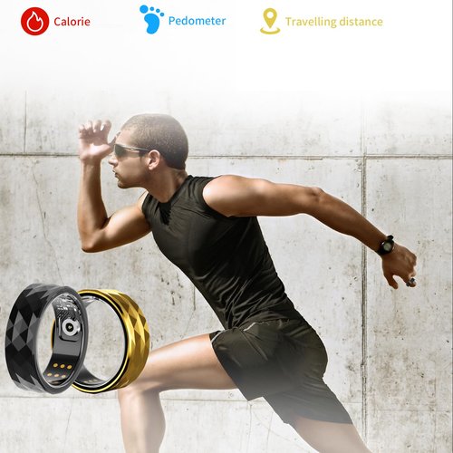 Smart Ring, Activity & Fitness Tracker Ring for Women/Men, No APP Subscription, Fitness Tracking Smart Ring with Calories/Heart Rate/Blood Oxygen/Sleep Monitoring, IP68 Waterproof (Gold, 10#)
