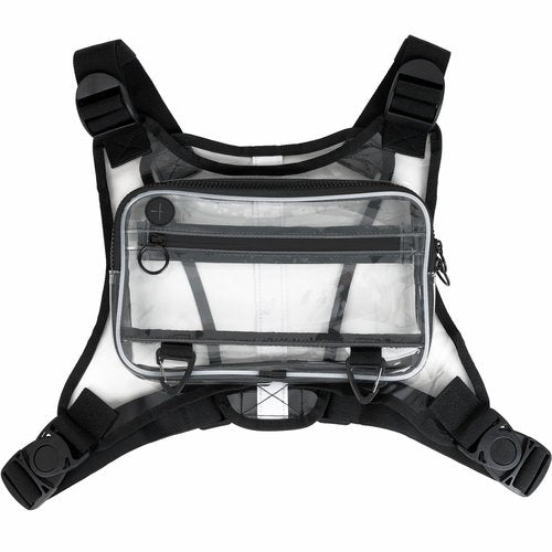 Unique Clear Bag for Stadium Events, Transparent Chest Clear Backpack for Stadium Events, Fanny Packs for Women & Men with Pockets & Adjustable Straps (Black)