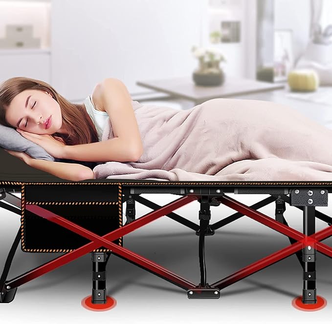 ABORON Folding Camping Cot for Adults, Double Layer 1200D, 500lb Capacity, Heavy Duty Guest Cot with Mat & Carrying Bag for Indoor & Outdoor Use