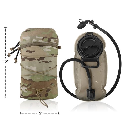 Tactical General Purpose Pocket 12x5 GP Pouch 1.5L Hydration Bag Carrier Backpack Organizer MOLLE + Belt (MC)