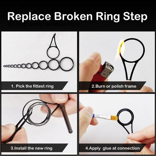 Aventik Fishing Rod Tip Repair Kit Complete with Ceramic Guide Ring,Glue, Tweezers, Eyelet Replacements for Fishing Pole Repair Kit (Ceramic Ring Kit)