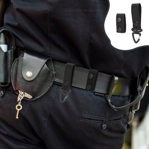 PEUTIER 5pcs Belt Keepers for Duty Belt & 1pcs Key Clip, Nylon Duty Belt Accessories with Double Snaps Duty Belt Clip Law Enforcement Accessories Fit for 2-2.5in W Belt Loop Keeper