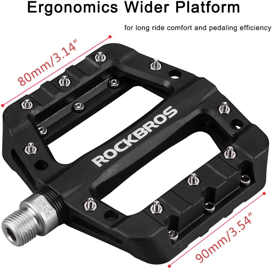 ROCKBROS MTB Pedals Mountain Bike Pedals Lightweight Nylon Fiber Bicycle Platform Pedals for BMX MTB 9/16"