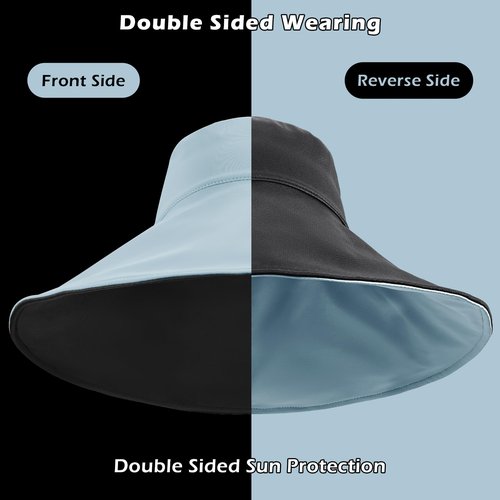 Sukeen Wide Brim Sun Hats for Women Men, Double Sided Wearing Fishing Hats UPF50+ Cooling Bucket Hat for Beach Hiking Outdoor (Light Blue)
