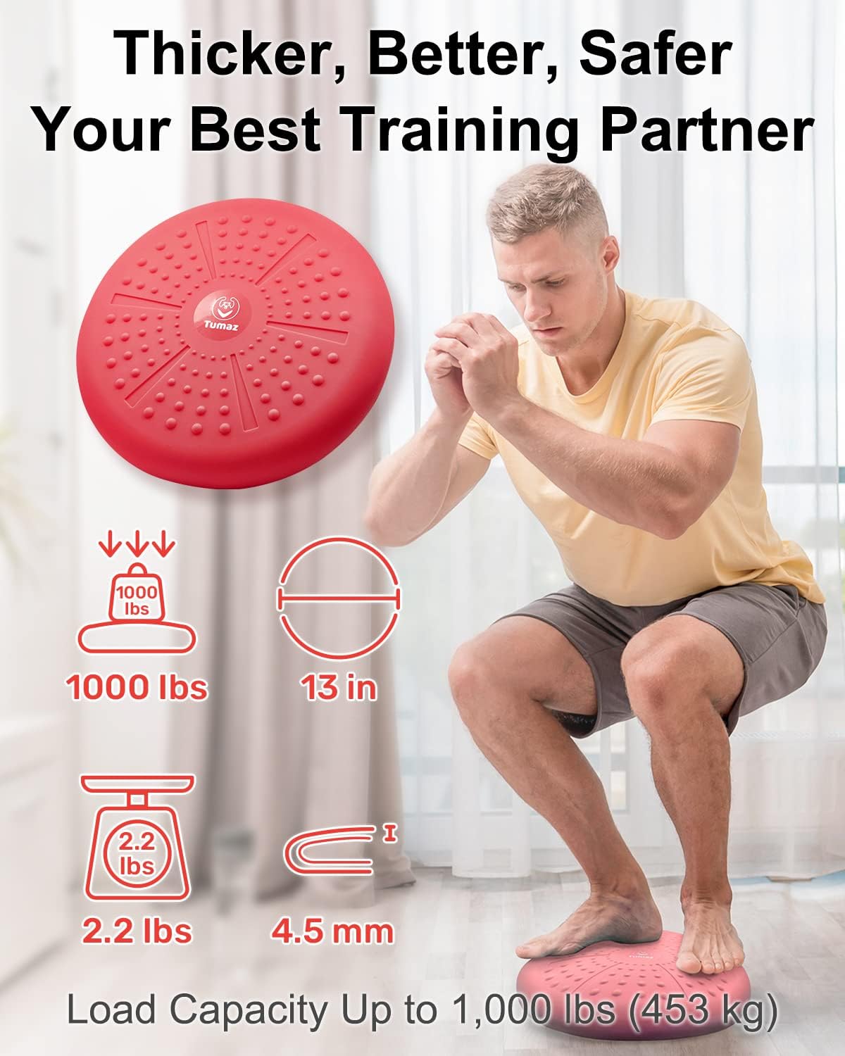 Tumaz Wobble Cushion - Wiggle Seat to Improve Sitting Posture & Stay Focused for Sensory Kids, Balance Disc to Core Strength & Flexible Seating [Extra Thick Balance Board, Pump Included Wobble Board]