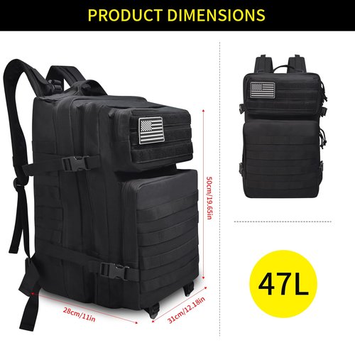 ILLINOS Tactical Backpack For Men Camping Rainproof 47L, Suitable For Mountaineering, Outdoor Travel Military Tactical Backpack,3-Day Assault Military Backpack，Men's And Women's Rucksack