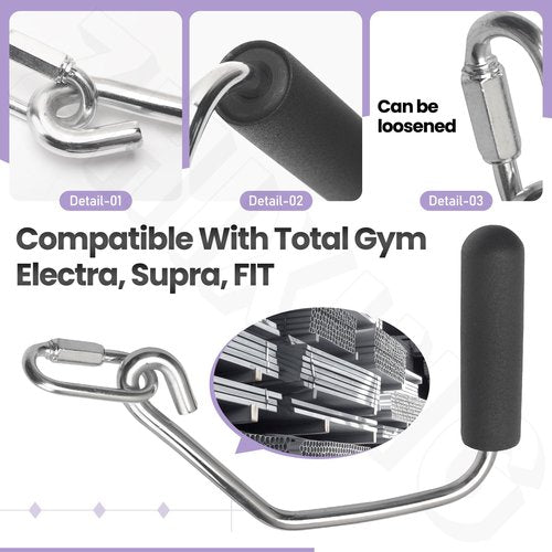 ZHIXING Open Ended Chrome Grip Handles for Tot-al Gym Home Workout Machines 2000, 2200, 2500, 3000, 3000XL, XL, XLS - Total Gym Accessories Compatible with Supra, Electra, FIT, Black