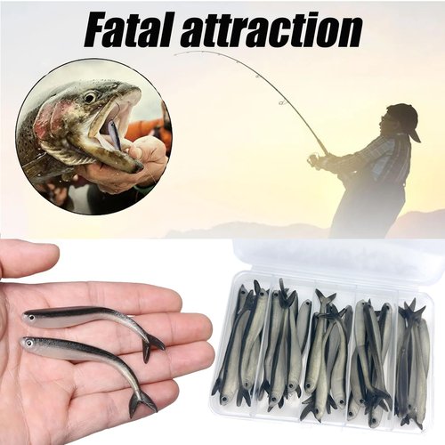 LURESMEOW Fishing Soft Plastic Lures, Paddle Tail Swim Baits for Bass Fishing,Paddle Tail Swimbaits for for Bass Trout Walleye Lures, 30pcs Soft Plastic Baits with Box