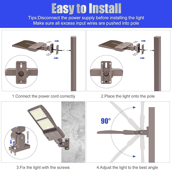 400W LED Parking Lot Light 56000 Lumen, UL DLC Parking lot Flood Lights 400W Arm Mount, Street Area IP65 5000K Waterproof 100-277VAC Input, Stadium Lights Outdoor, LED Pole Light Outdoor