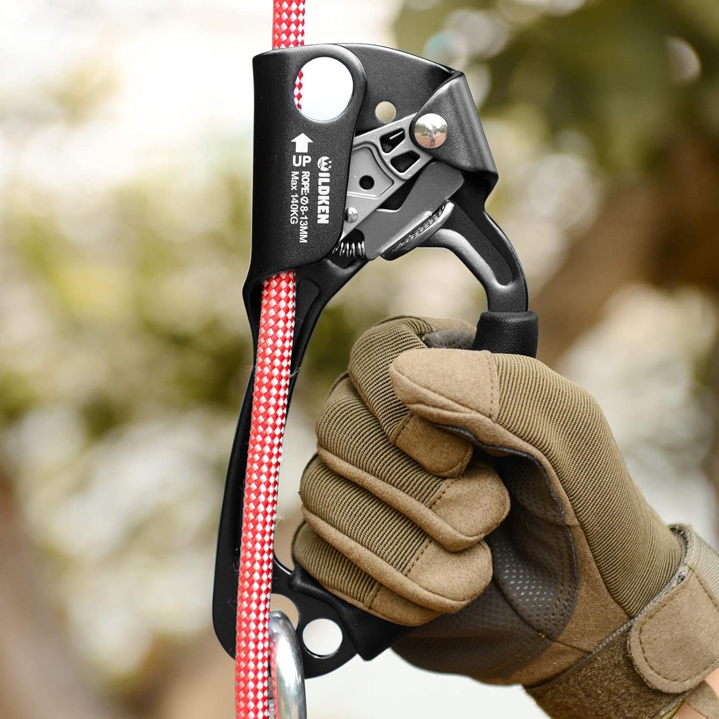 WILDKEN Climbing Hand Ascender Outdoor Mountaineering Tree Arborist Climbing Rappelling Equip Hand Ascender for 8-14MM Rope Left Right Hand Ascender
