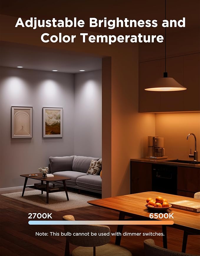 Govee BR30 Smart Light Bulbs, Works with Matter, Alexa and Google Assistant, LED Light Bulb, WiFi RGBWW Color Changing Flood Light Bulbs, Recessed Can Light Bulb, 2.4Ghz only, 850 Lumen, 2 Pack