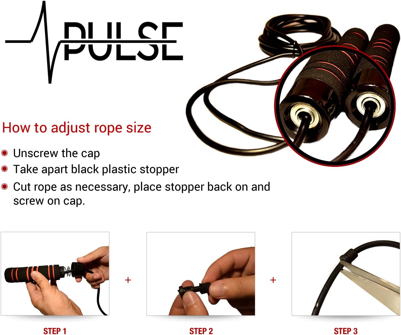 Weighted Jump Rope (1LB) With Memory Foam Handles and Thick Speed Cable - For fitness workouts at home, cardio, boxing and MMA, CrossFit, endurance training, Jumping Exercise. PULSE ATHLETICS.