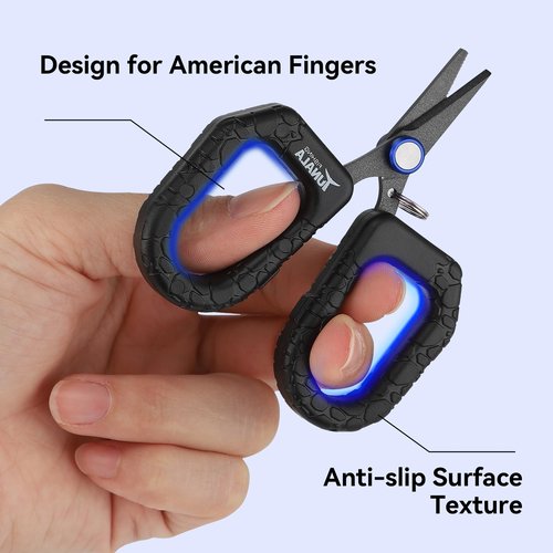 Fishing Scissors for Braided Line Fishing Line Cutter with Serrated Blades,Braid Mono & Fluorocarbon Scissors for Saltwater Fishing Gear with Coiled Lanyard