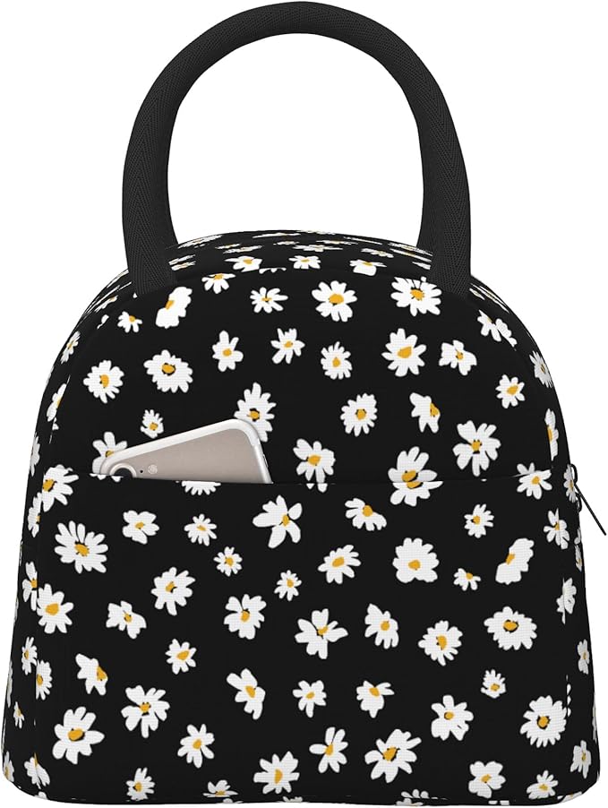 Daisy Lunch Bag Lunch Box for Women Men Boys Girls, Reusable Insulated Lunch Tote Bag, Leakproof Thermal Cooler Sack Food Handbags High Capacity for Work School Picnic Camping Gifts