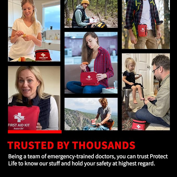 Protect Life First Aid Kit for Home/Business, HSA/FSA Eligible Emergency Kit - Medical First Aid Kit - Camping First Aid Kit Hiking - 250pcs
