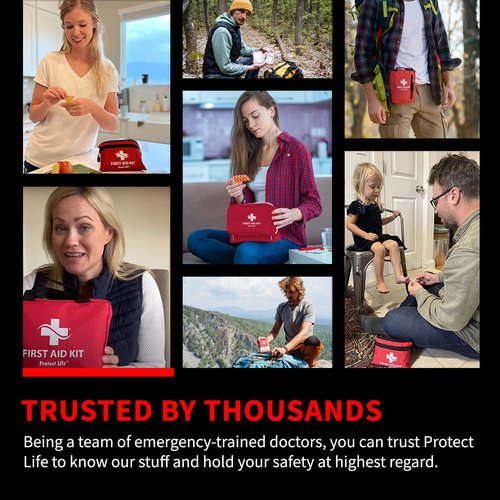 Protect Life First Aid Kit for Home & Business, 250 Pcs - Emergency Medical Kit for Camping & Hiking