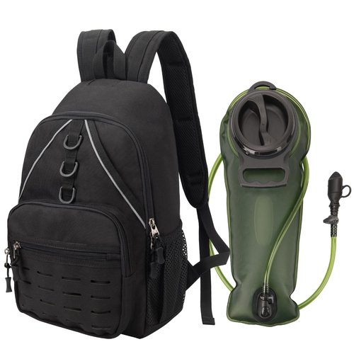 Small Hiking Backpack,Lightweight Water Backpack with 2L Water Bladder Phone Pocket Hydration Pack for Cycling Climbing Biking (Black)