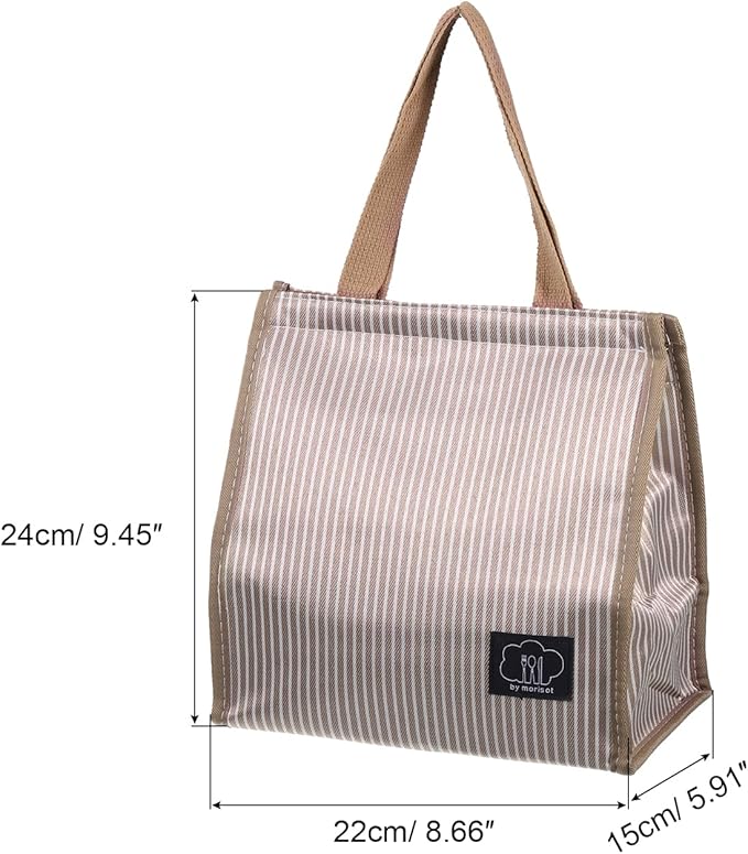 PATIKIL Insulated Lunch Bag, Oxford Cloth Waterproof Lunch Tote Bag Thermal Portable Lunch Box Food Container for Work Office Picnic Outdoor, 9.45"x5.91"x8.66", Brown