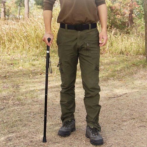 YOBOKO Aluminum Alloy Walking Sticks Trekking Poles Hiking Foldable Hiking Stick Anti-Slip Cane for Elderly Length Adjustable Walking Stick (Black)