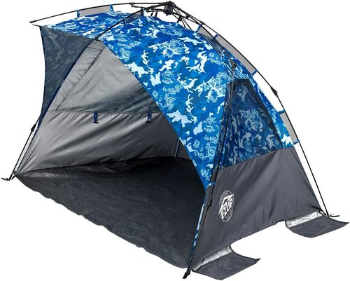E-Z UP Wedge Portable Beach Tent, 51"x51" Entrance with 2 Roll-Up Windows and with Storage Pocket, Splash
