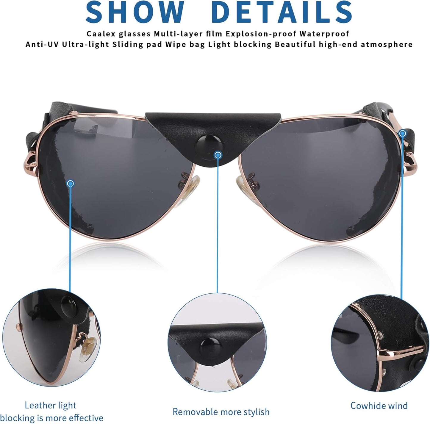 OSSAT Polarized sunglasses with side shields cowhide wind proof sunshade Classic Mountain Fishing eyewear