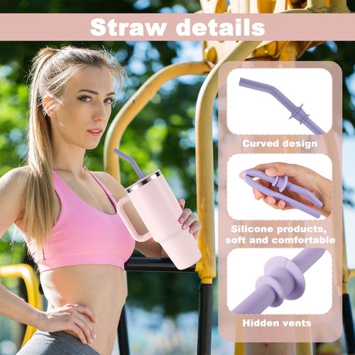5pcs Replacement Straw for Hydro Flask Travel Tumbler 40/32/28/20oz, Reusable BPA Free Silicone Straws and Cleaning Brush for Hydroflask Water Bottle Accessories Parts (5 Colors)