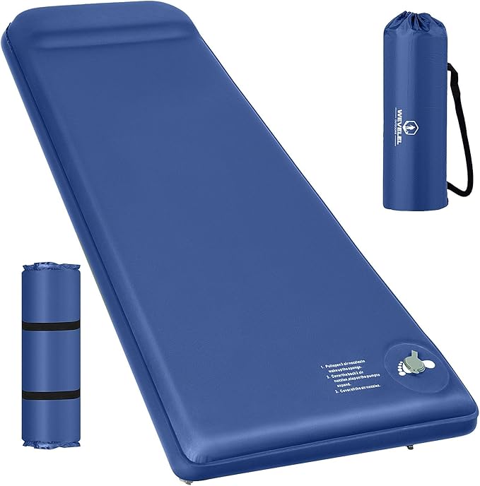 Memory Sleeping Pad, 3.1" Ultra-Thick Foam Sleeping Mats for Camping, Easy Inflate&Deflate,9.5 R-Value Insulated Camping Mattress Pad with Pillow, for Car Travel Tent