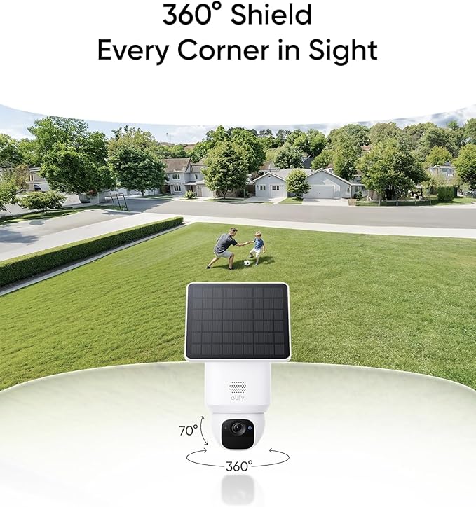 eufy Security SoloCam E30, 2-Cam Pack Kit, Security Cameras Wireless Outdoor, Solar Camera Outdoor Wireless, 360° Pan, AI Tracking, 2K Clarity, No Monthly Fee, Supports Only 2.4GHz