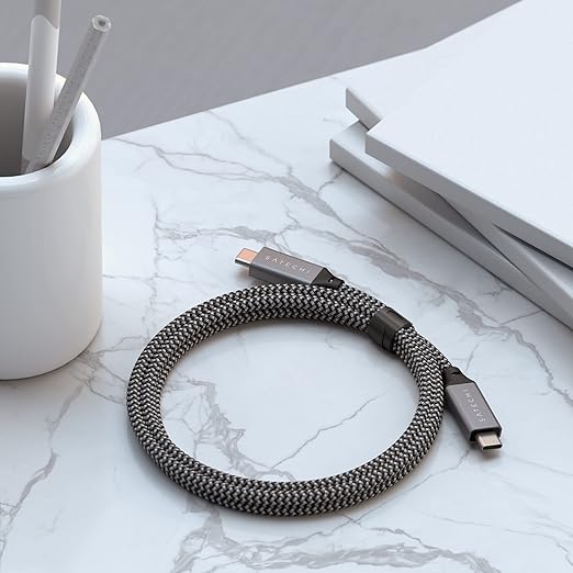Satechi USB C to USB C 4.0 Pro Cable, 140W Power Delivery, 8K Resolution @ 60Hz, 4K @ 120Hz Single or 4K @ 60Hz Dual Display, 40Gbps Data Transfer, Downward Compatible to 2.0 USBC Devices (30in/80cm)