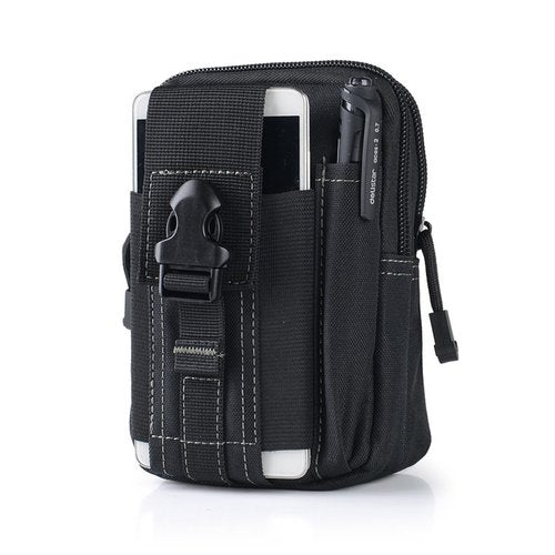Tactical Molle Phone Pouch EDC Utility Belt Pouch Waist Bag with Phone Belt Clip Holder Holster Carrying Pouch for Smartphone (Black)