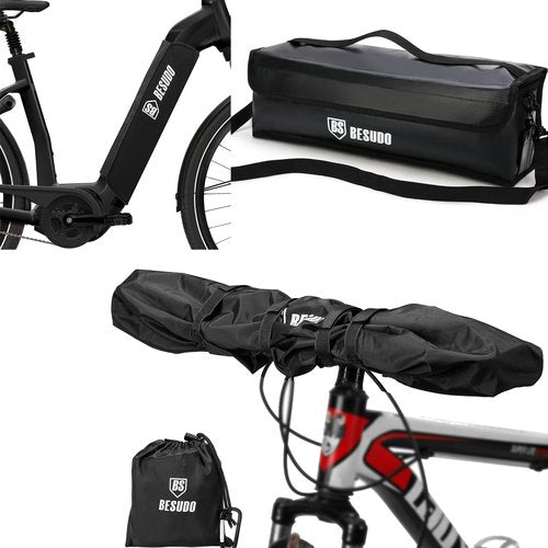 Besudo Ebike Handlebar Cover and Battery Bag and Protective Cover - E-Bike Battery Protection Cover - Ideal Ebike Accessory