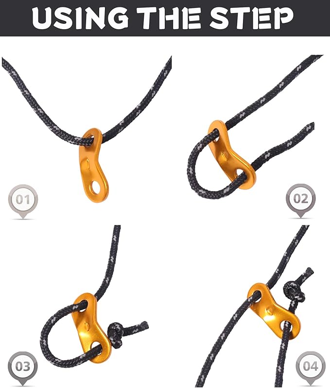 Hikeman 6 Pack 4mm Outdoor Guy Lines Tent Cords Lightweight Camping Rope with Aluminum Guylines Adjuster Tensioner Pouch for Tent Tarp, Canopy Shelter, Camping, Hiking, Backpacking (Black)