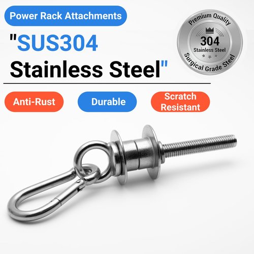 Vatemechie Set of 2 Heavy-Duty Stainless Steel Power Rack Attachments with Quick-Connect Buckles, Fits 2" x 2" or 3" x 3" Racks with 1/2" or 1" Holes, Wobble-Free and Secure Fit