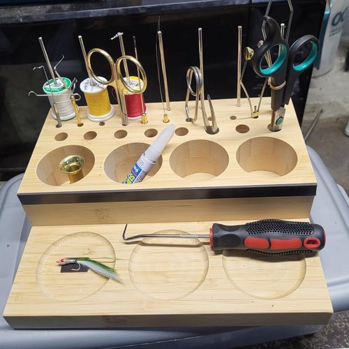 Ussuris Wooden Fly Tying Tool Kit Caddy Desktop Organizer Fly Tying Tool Holder Materials Tray Station