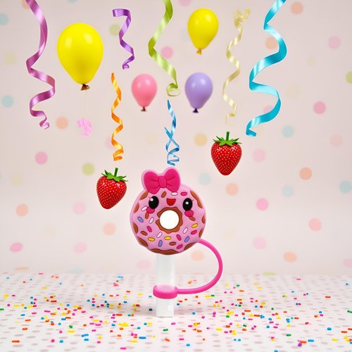 Donut Straw Cover for Stanley 40&30 Oz Cup, 8mm Silicone Straw Covers Cap for Stanley Cup Accessories, Cute Topper for Tumblers, Cap Stopper for Reusable Straws Tip Lids（DM591）