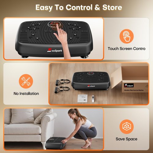 Vibration Plate Exercise Machine, 2025 Upgraded Double Motors Vibration Plate for Lymphatic Drainage, EvoSpark 3D PRO Vibration Plates for Weight Loss,450 Lbs Capacity Vibrate Fitness Platform