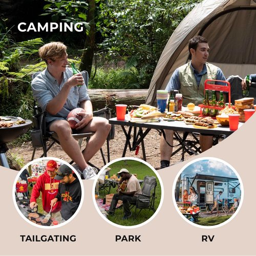 Camphor Designs Heavy Duty Portable Folding Camping Chair for Adults with Padded | for Outdoor & Sports, Backpacking, Beach, Lawn, Hunting, Tailgating, Fishing | Supports 400 Lbs (Single, Beige)