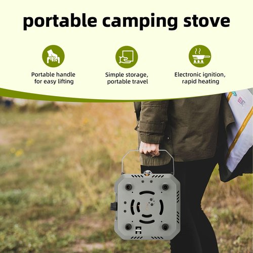 2 Burner Folding Camping Stove with Griddle，Portable Folding Camp Stove with 2 adjustable burners ，Camping stove for camping, propane stove for camping，2 burner camping stove foldable