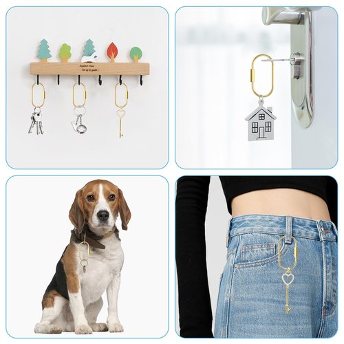 EEEKit Screw Lock Keychain, Brass Key Ring, Gold Carabiner for Car Key Chains Dog Collars, Bag Charms, 8PCS