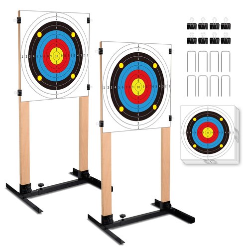 Ideagle Shooting Target Stand with 10pcs 16"x16" Papers Targets,Durable Paper Target Holder with Adjustable Base for Paper Shooting Targets,H Shape, USPSA/IPSC, IDPA Practice-Upgraded Version (2 Pack)