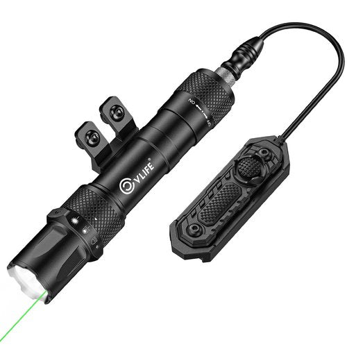 CVLIFE 1900 Lumens Tactical Laser Light Combo for Rifle Compatible with M-Rail, Rechargeable Rifle Light with Remote Pressure Switch, Rifle Flashlight with Strobe Mode for Home Defence, Hunting