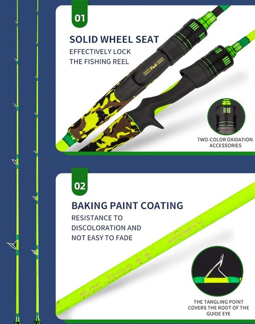 GOOFISH® Green 6'6"(195cm) Solid Nano Tech Blank Saltwater Slow Pitch Jigging Rod PE2-4 Jig 120-350g