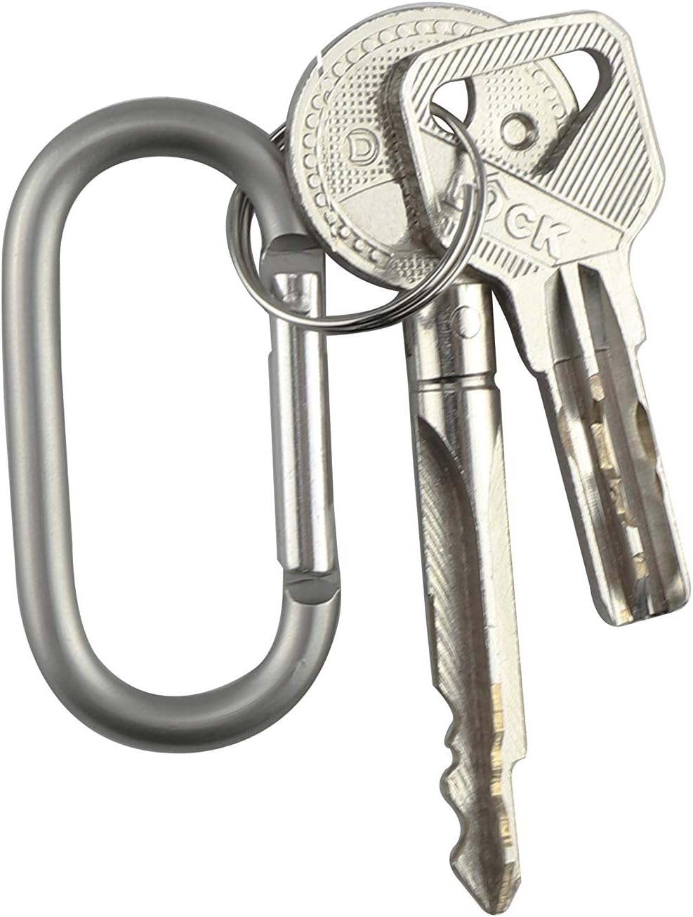 SWATOM Aluminum Oval Carabiners Clip Spring Snap Hook Keyring for Keychains Grey (6Pcs)