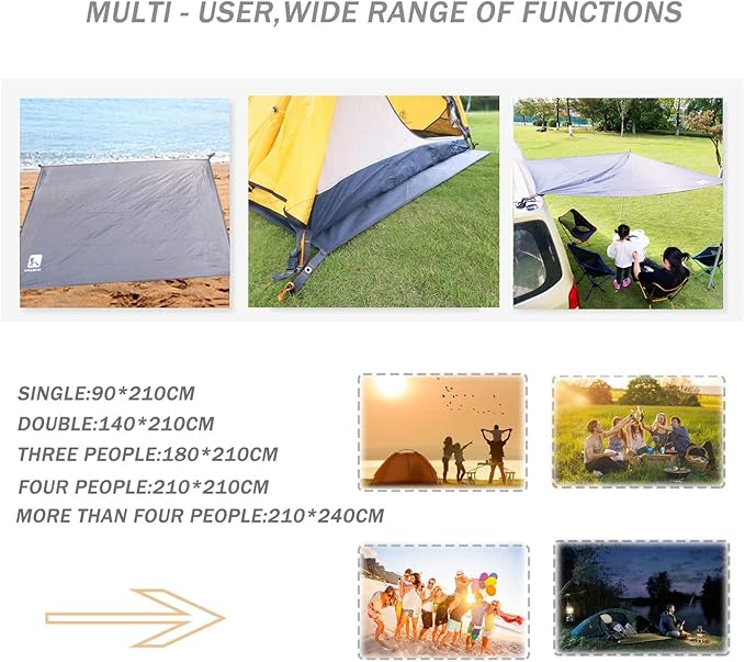 HIKEMAN Waterproof Camping Tarp Portable Tent Footprint with Drawstring Bag Ground Cloth for Outdoor Hiking Picnic (S-83”x35”)