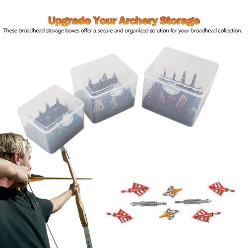 Smarkey Broadhead Box, Archery Storage Case, Arrow Head Organizer Holder Arrowheads, Arrow Tips Case, Hunting Accessory Hold (12+15+20pcs) Broadheads (Cases Only)